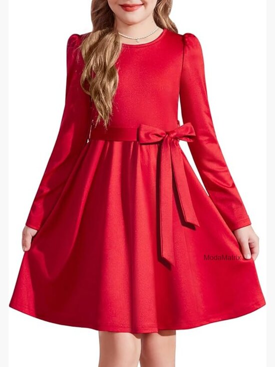 Other - Girls Puff Long Sleeve Formal Party Dress with Pockets